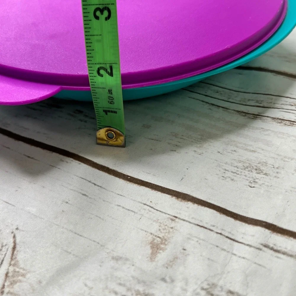 Tupperware Divided Plate Teal Blue Purple 3 Compartment Lid 8.5 Inch